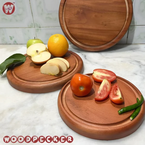 Solid Mahogany Wood Round Chopping Board or serving tray – 3 Sizes - Image 4