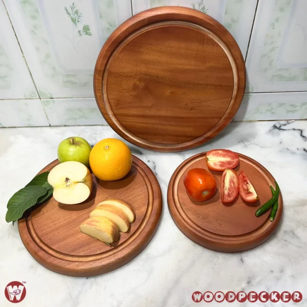 Solid Mahogany Wood Round Chopping Board or serving tray – 3 Sizes - Image 6