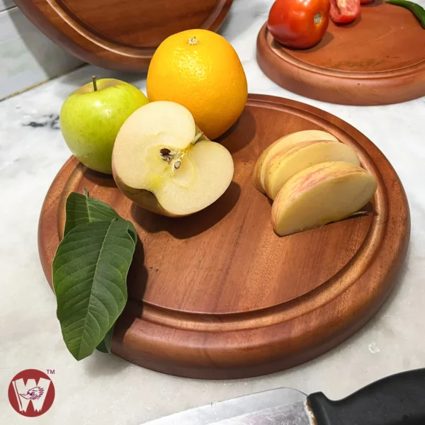 Solid Mahogany Wood Round Chopping Board or serving tray – 3 Sizes - Image 8