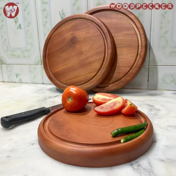 Solid Mahogany Wood Round Chopping Board or serving tray – 3 Sizes - Image 9