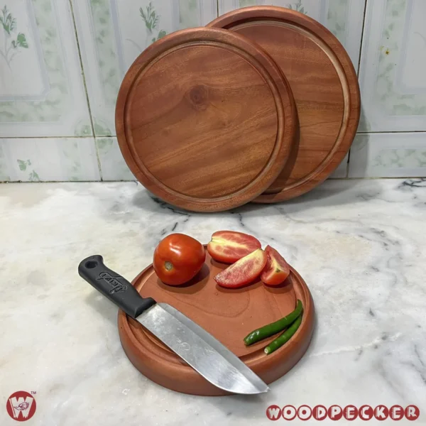 Solid Mahogany Wood Round Chopping Board or serving tray – 3 Sizes - Image 11