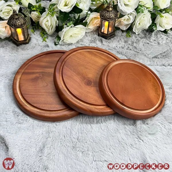 Solid Mahogany Wood Round Chopping Board or serving tray – 3 Sizes - Image 14