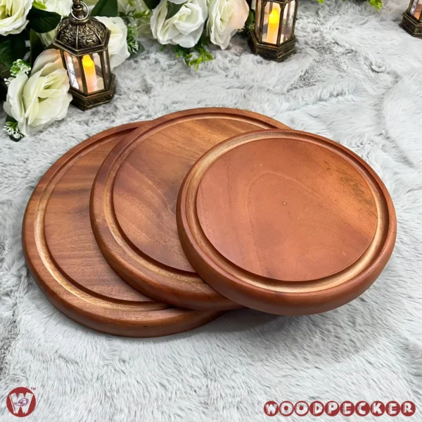 Solid Mahogany Wood Round Chopping Board or serving tray – 3 Sizes - Image 17