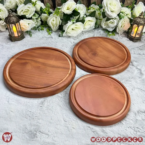 Solid Mahogany Wood Round Chopping Board or serving tray – 3 Sizes - Image 19