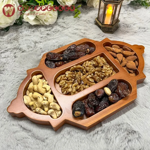 Lantern Elegance Iftar Serving Tray Solid Mahogany Wood – (2 Sizes) - Image 2