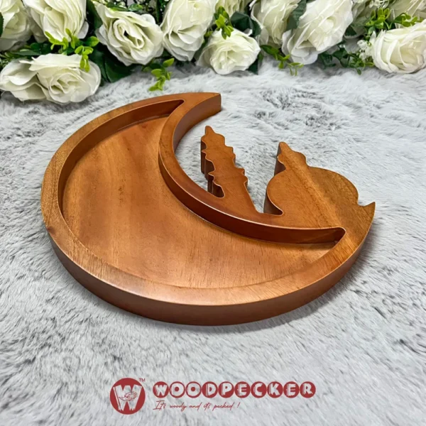 Moonlight Ramadan Date & Dry Fruit Platter – Solid Mahogany Wood - Image 7