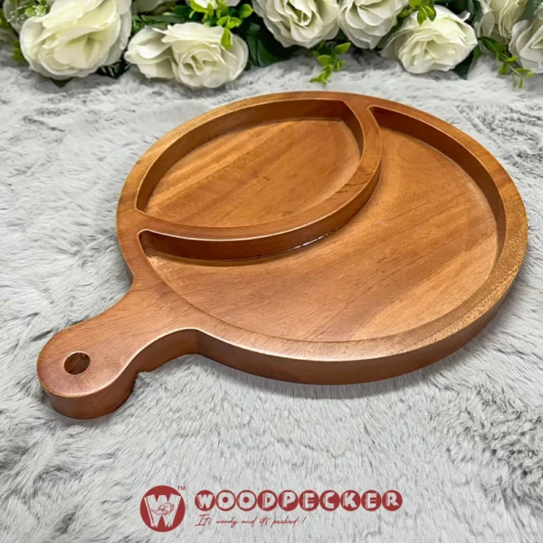 Iftar Harmony Round Handle  Ramadan Date & Dry Fruit Platter – Solid Mahogany Wood - Image 3