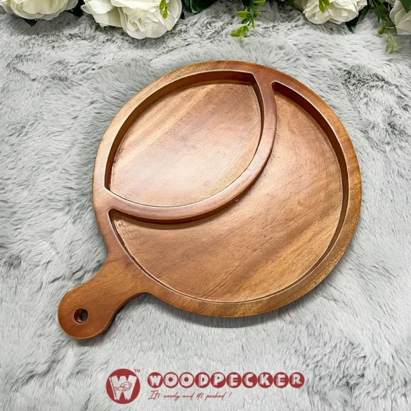 Iftar Harmony Round Handle  Ramadan Date & Dry Fruit Platter – Solid Mahogany Wood - Image 4