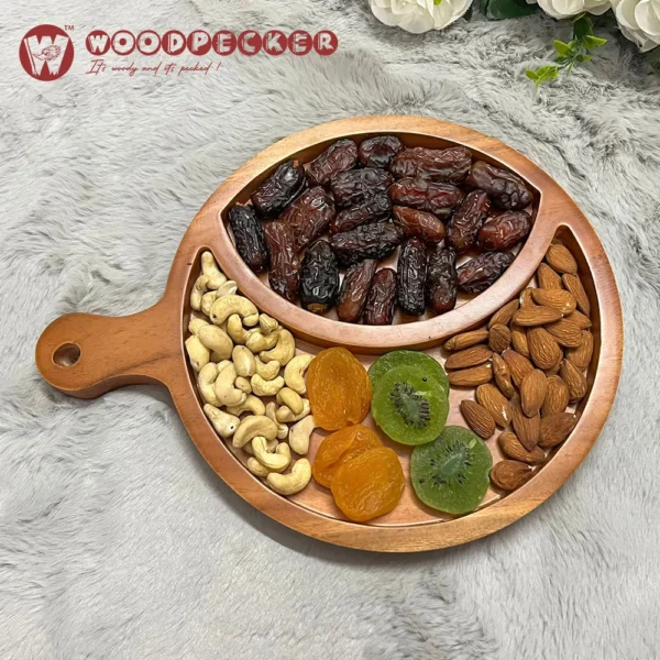 Iftar Harmony Round Handle  Ramadan Date & Dry Fruit Platter – Solid Mahogany Wood - Image 5