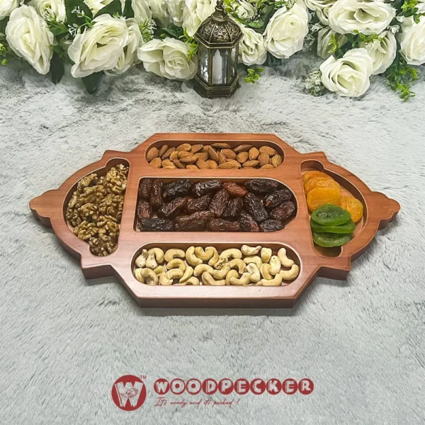 Lantern Elegance Iftar Serving Tray Solid Mahogany Wood – (2 Sizes)