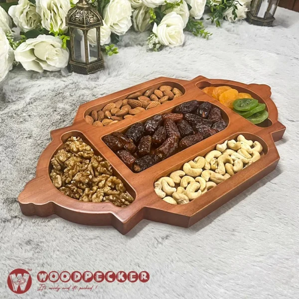 Lantern Elegance Iftar Serving Tray Solid Mahogany Wood – (2 Sizes) - Image 3